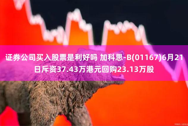 证券公司买入股票是利好吗 加科思-B(01167)6月21日斥资37.43万港元回购23.13万股